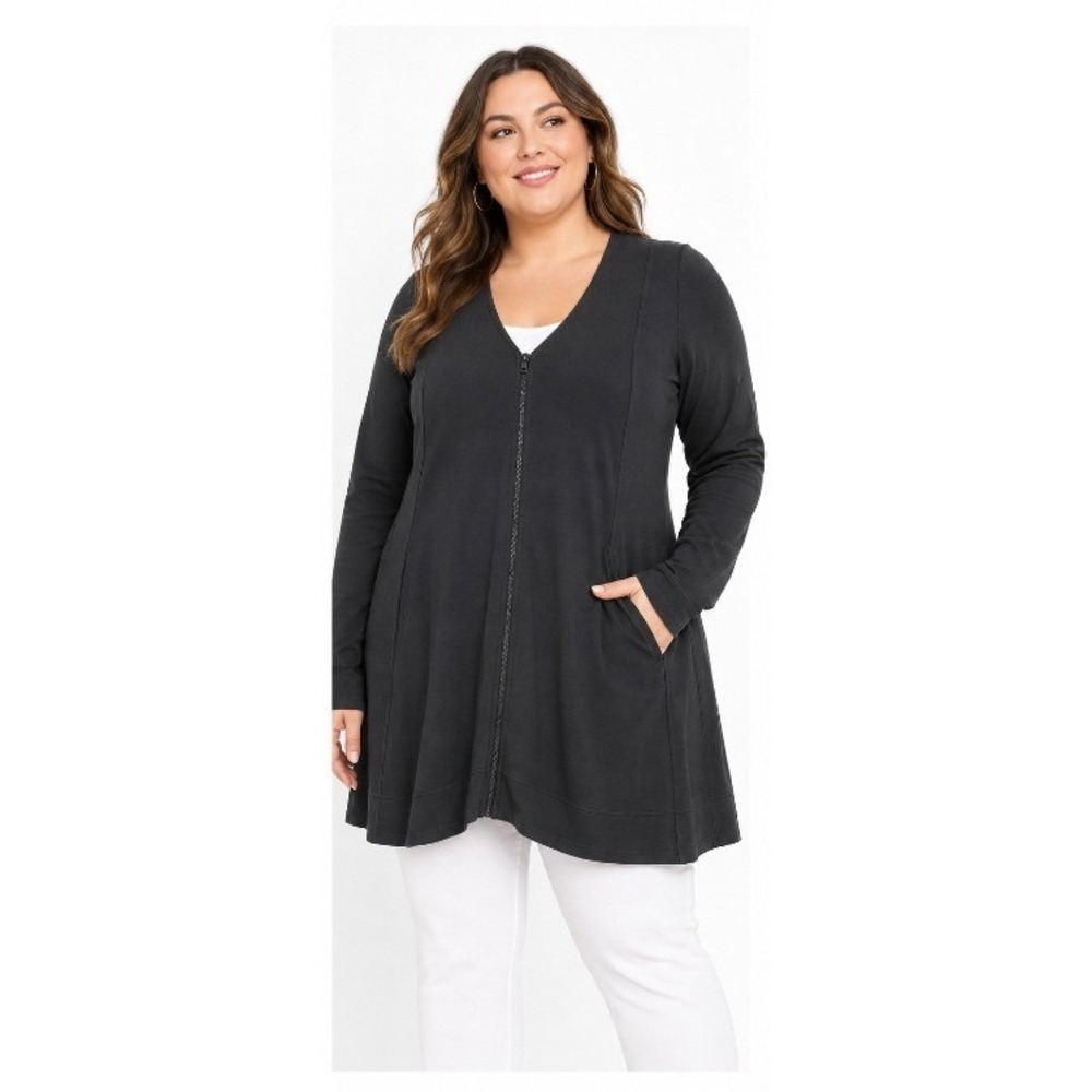 Sympli Energy Jacket Womens 0G XL Black Zip Front Jersey Pocket Longline Canada